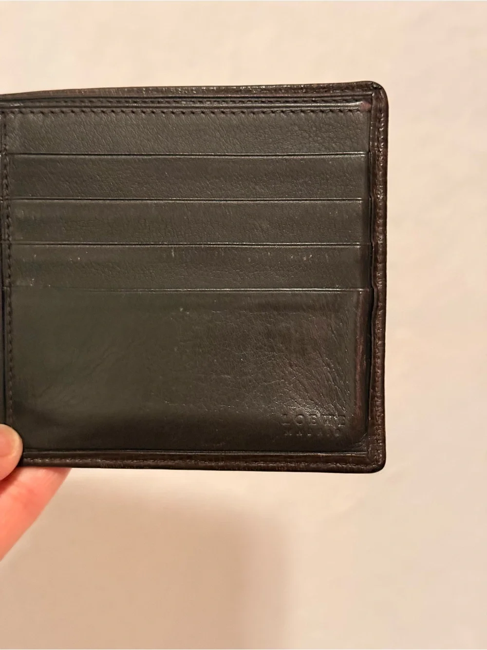 Vintage Loewe Brown Leather Anagram Bifold Wallet
